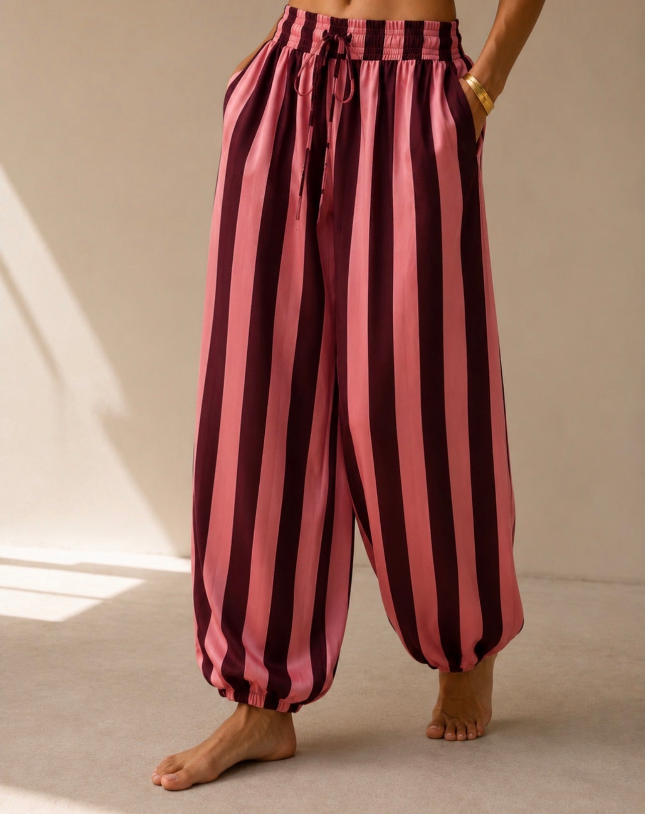 Pantalón bombacho raya