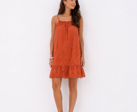 VESTIDO ALGODÓN TEJA